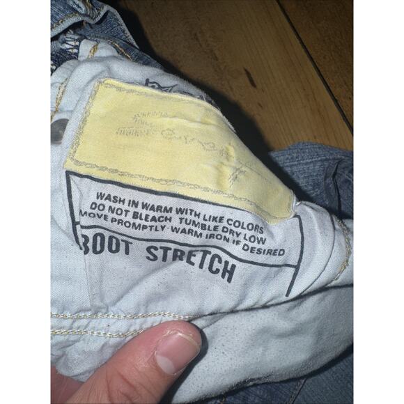 Express 7 For All Mankind Style Flared Jeans Blue Women’s 30x29 Low Rise Y2K - Picture 6 of 8